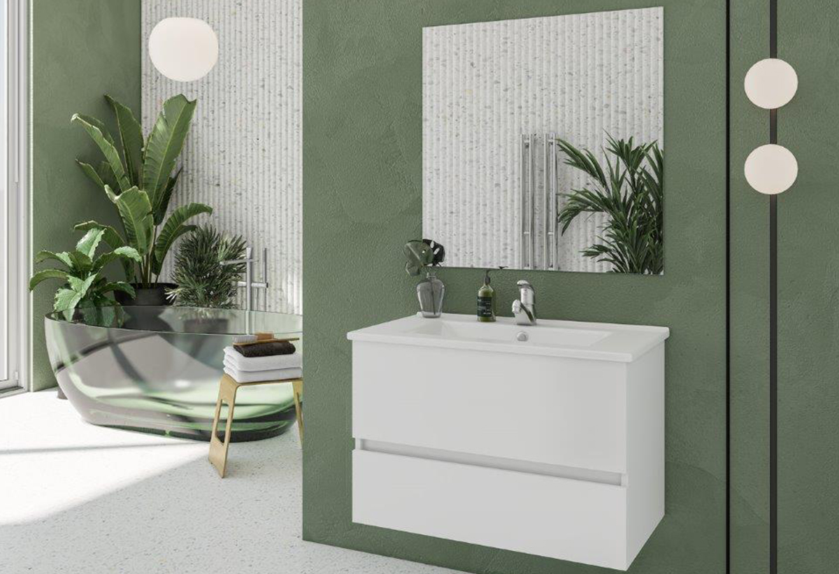 Απεικονίζεται ο καθρέπτης του επίπλου μπάνιου